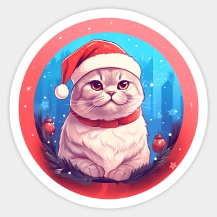 Scottish Fold Cat Xmas, Love Cats Sticker